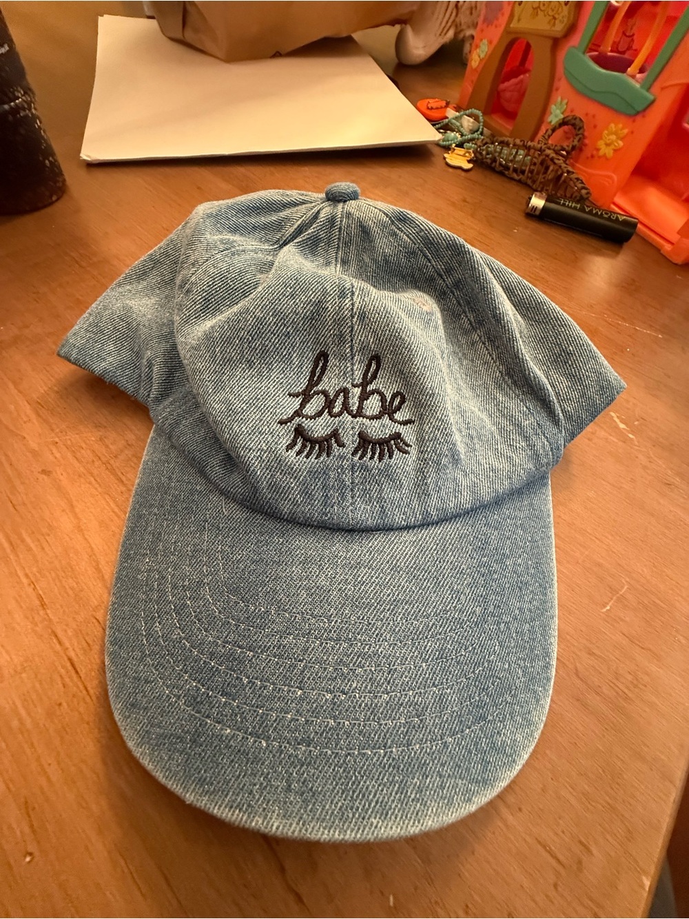Denim 'babe' Embroidered Baseball Cap - Light Blue